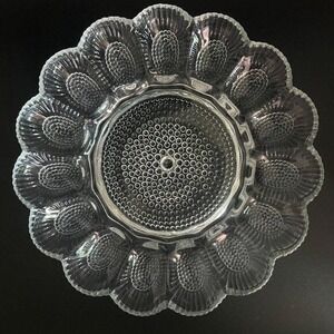 EAPG Hobnail Horderves Plate Indiana Glass for 15 Deviled Eggs Decorative